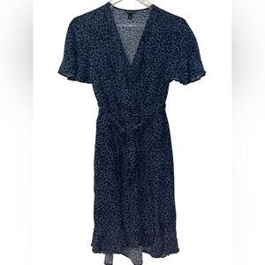 Torrid Mini Challis Short Sleeve Flutter Wrap Leopard Print Dress Size 0